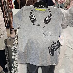 Sleep On It Gray Tee with Headphone and Controller Design